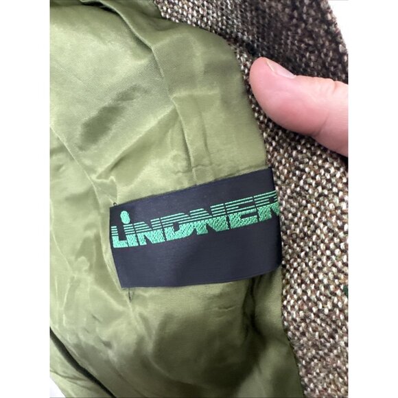 Vintage Lindner Women M Tweed Wool Jacket Green Suede Trim Equestrian 70s German - Picture 7 of 11